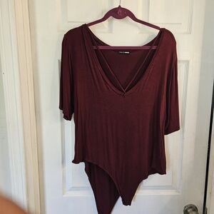 Fashion Nova Deep Burgundy Bodysuit